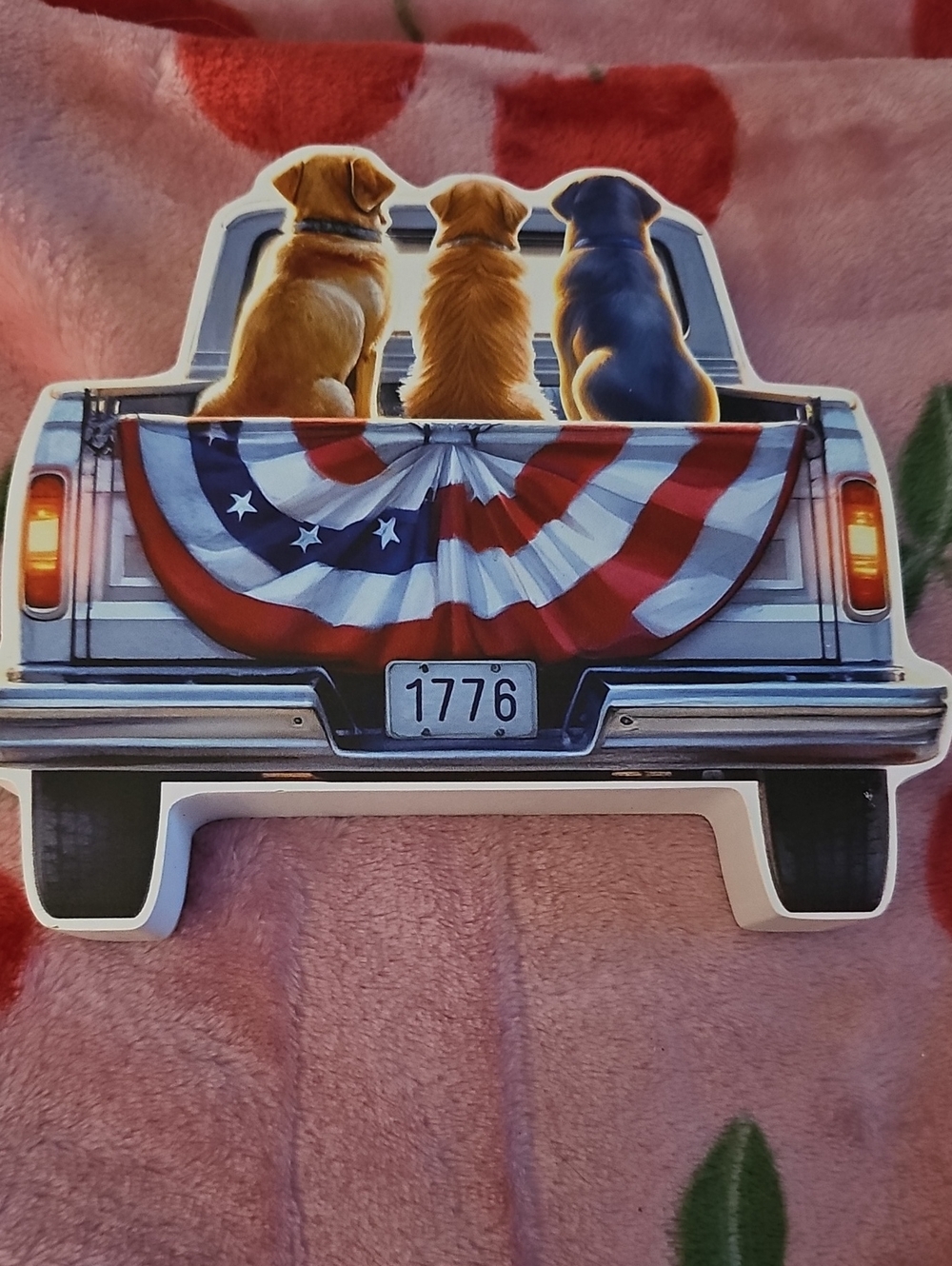 Patriotic Truck Dogs Wall Plaque - Multi-Color